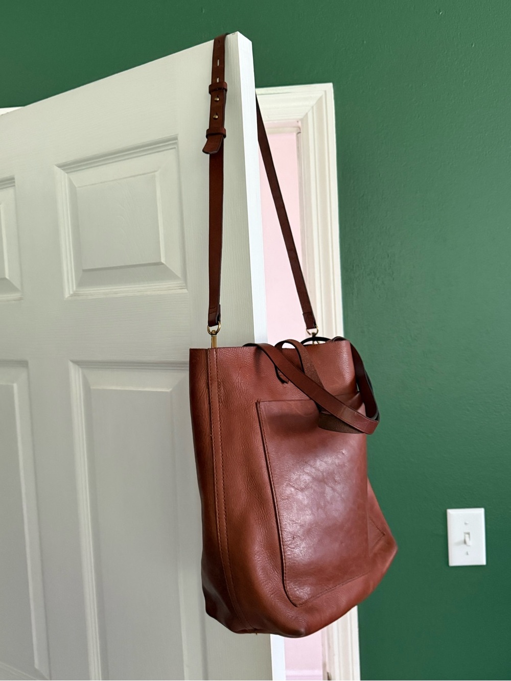 Madewell Classic Leather Tote Bag in Cognac Brown - Picture 3 of 5